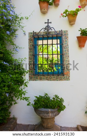 window in  patio (so called andalusian cortyard) , Cordoba, Spain