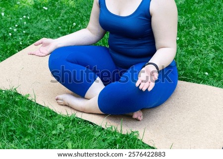 Similar – Image, Stock Photo Sportswoman with curvy body stretching leg on urban pavement