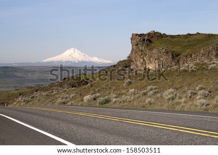 Mount Hood stands out on the Oregon side traveling along the Columbia River