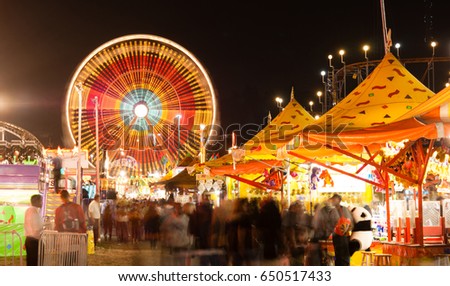 State Fair Carnival Midway Games Rides Ferris Wheel Photo stock © 