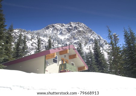Remote Ski Lodge Base of Mountain Fresh Snow Pack Great Northwest North Cascades