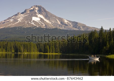 Mount Hood Morning Smooth Water Trillium Lake Cascade Mountain Range