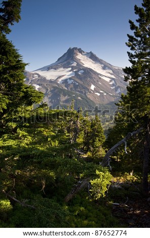 Mount Jefferson a hard to view mountain in the Cascade Range of Oregon vertical landscape