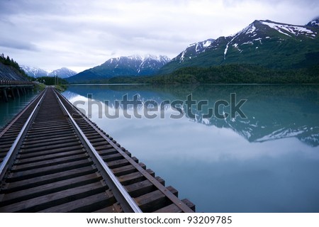 Vagt Lake Railroad Tracks over Water Alaska North America Transportation