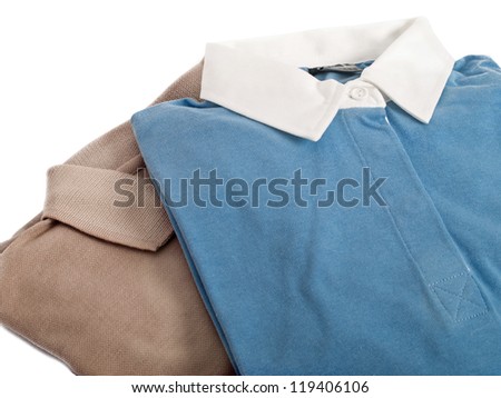 two long-sleeve polo-shirts isolated on white background