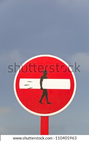 traffic sign painted on Baleal, Portugal