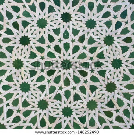 Moroccan tile pattern in a  riad Fes Morocco