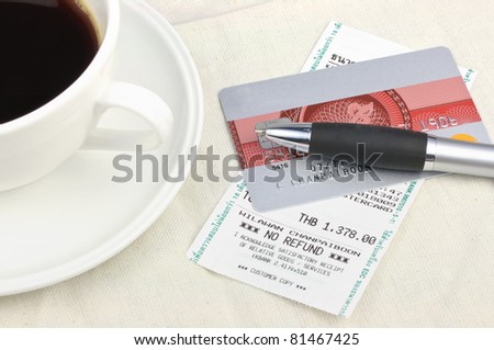 Credit card and restaurant bill