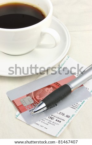 Credit card and restaurant bill