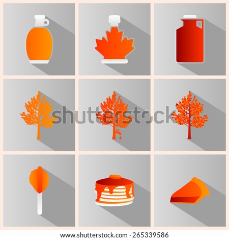 Canadian maple syrup vector icon set