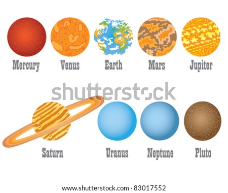 Set Of Nine Planets From Solar System On The White Background Stock ...