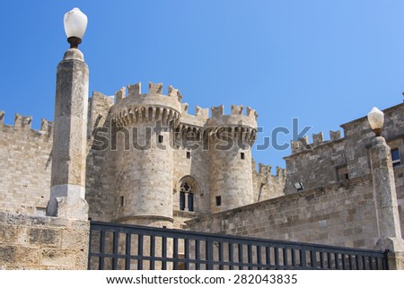 The medieval palace of the grand master situated in the old town of Rhodes, Greece.