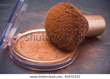 bronze face powder and brush