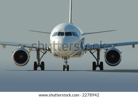 Commercial airliner taxiing with neutral background