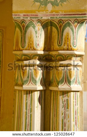 two old ornamental palace columns in India