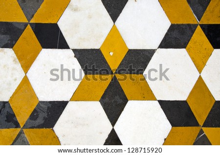 colorful marble ornaments background in temple, India