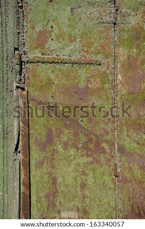 old used green metal door background and texture