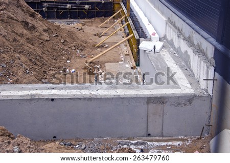 concrete foundation urban house with insulation material