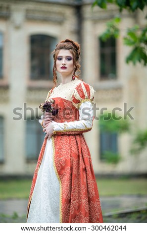 Portrait of a woman in the attire of the Renaissance, historical reconstruction, tale
