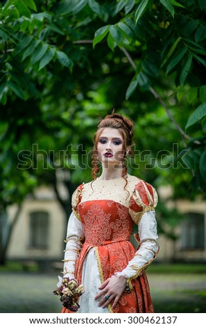 Portrait of a woman in the dress of the Renaissance, historical reconstruction, tale