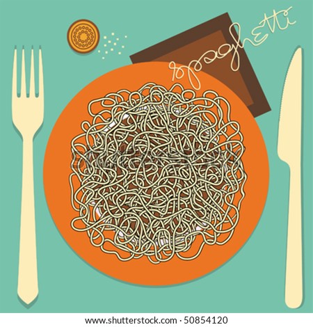 Spaghetti - menu or restaurant card