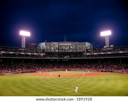 A night game in Fenway Park, Boston, MA. One of the oldest baseball parks, Fenway has to be experienced to be believed.