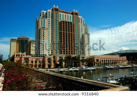 View from the waterfront side of the Convention Center, Tampa, Florida, USA.