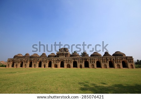Ancient royal elephant stable in Hampi, India