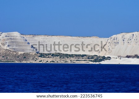 pumice stone quarry near island Kos,Greece