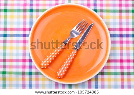 empty plate,knife and fork