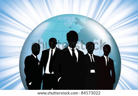 Business people team with world.