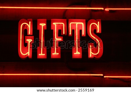 Red neon gifts sign
