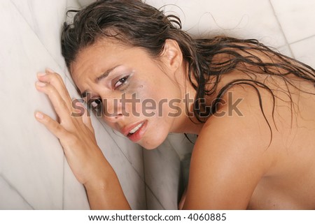 Depressed woman crying