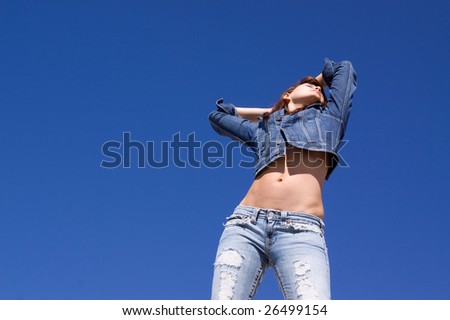 Woman in casual blue jeans