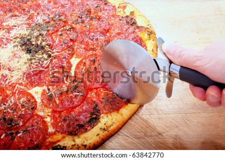 Delicious home cooked pepperoni pizza ready to serve