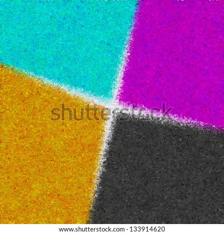 Magenta, cyan, yellow and black liquid watecolor paints isolated. CMYK colors 2