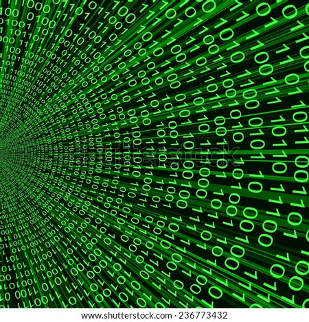 Abstract green binary code 3D vector line background of information technologies