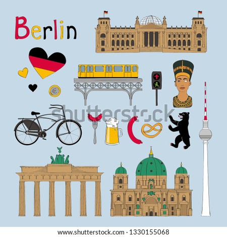 Set with various symbols of Berlin - Vector