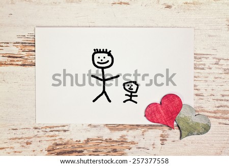 lovely greeting card - happy fathers day matchstick man