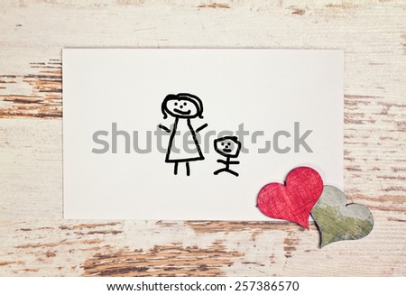 lovely greeting card - happy Mothers day with matchstick man