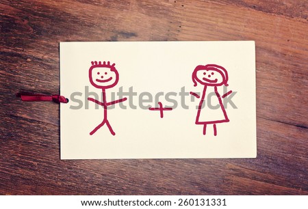 lovely greeting card - couple Matchstick man