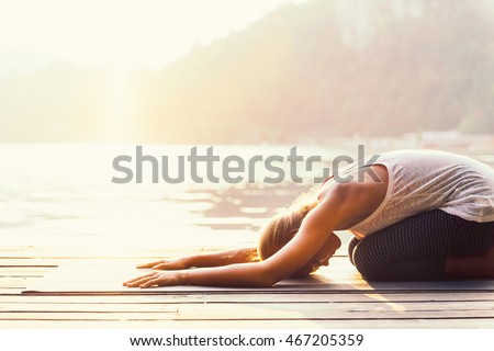 Similar – Image, Stock Photo Blond man practicing meditation at home