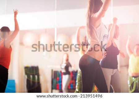 Similar – Image, Stock Photo Dance training of a woman in dance studio | reflection in background in black and white