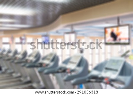 Fitness gym centre abstract blur background with bokeh