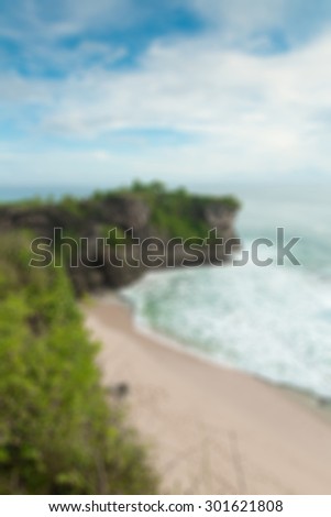 View from above of ocean coast at Bali island, Indonesia