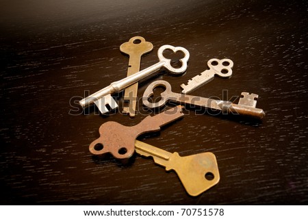 Old Antique Keys in a Grouping