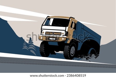 Rally truck vector illustration for emblem and logo