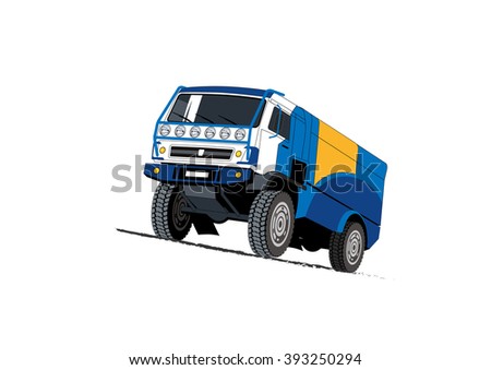 Vector illustration of Cargo rally truck Kamaz