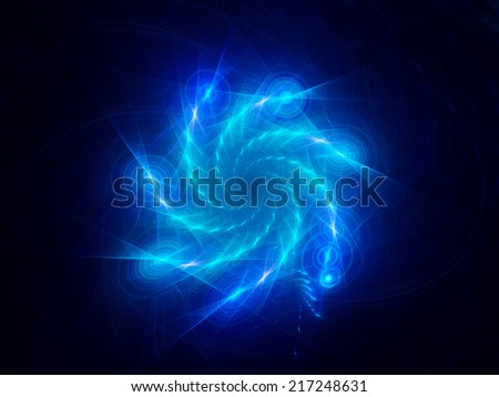 Blue glowing spiral galaxy, computer generated abstract background