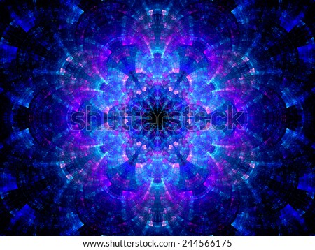 Splitted multicolored kaleidoscope fractal, computer generated abstract background